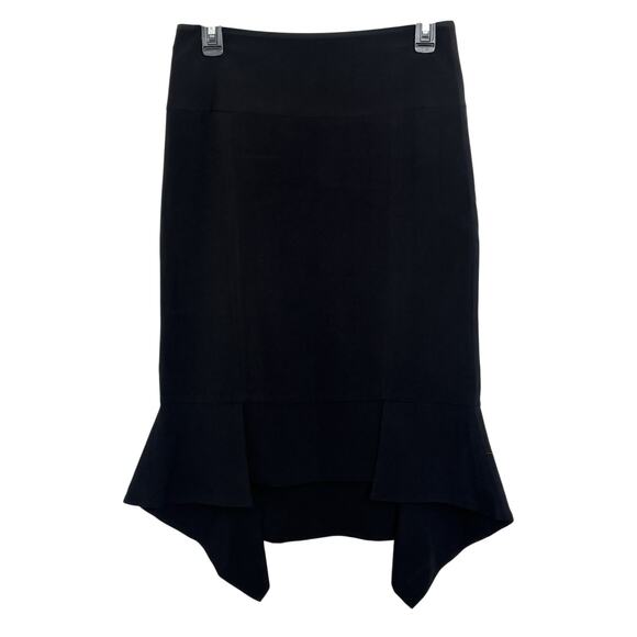 Venus Black Asymmetrical Pencil Skirt Size 14 Classic Fitted Knee Length Office - Picture 1 of 4